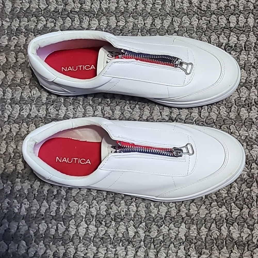 Nautica White and Red Sneakers Mariam Zip On Shoes size 8